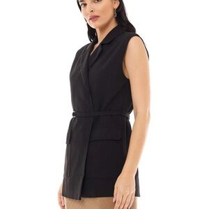 Melloday VINCE DOUBLE BREASTED VEST IN BLACK Sleeveless Blazer size Large
